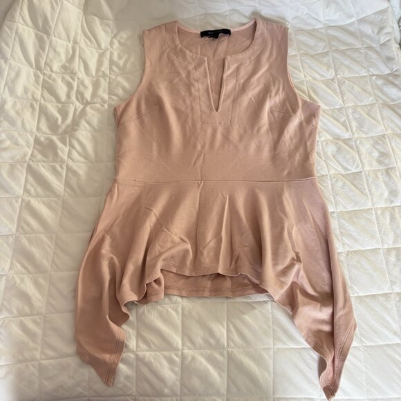 Pink BCBG MAXAZRIA Womens Size Small Tobin V-neck Asymmetric Peplum Top Blouse - Picture 1 of 6